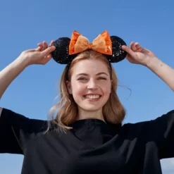 Minnie Mouse Ears Headband For Adults, Orange Bow