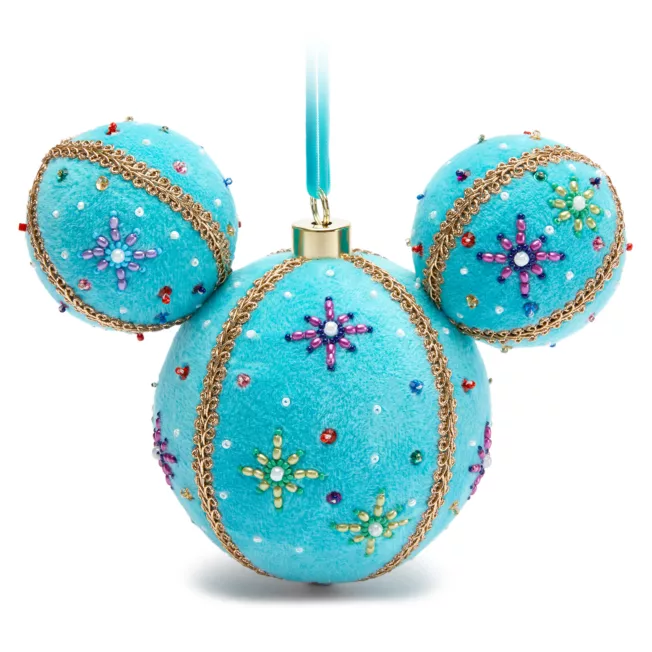 Mickey Mouse Icon Ball Ornament, Beaded Fantasyland Castle 3 Mickey Mouse Icon Ball Ornament, Beaded Fantasyland Castle