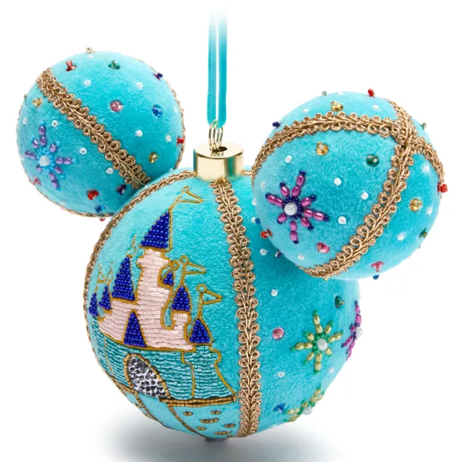 Mickey Mouse Icon Ball Ornament, Beaded Fantasyland Castle 4 Mickey Mouse Icon Ball Ornament, Beaded Fantasyland Castle - Image 2