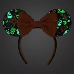 Minnie Mouse Glow-in-the-Dark Halloween Ears Headband With Sequined Bow For Adults